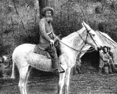 Ben Lilly on his mule, Roosevelt Bear Hunt, Louisiana, 1907